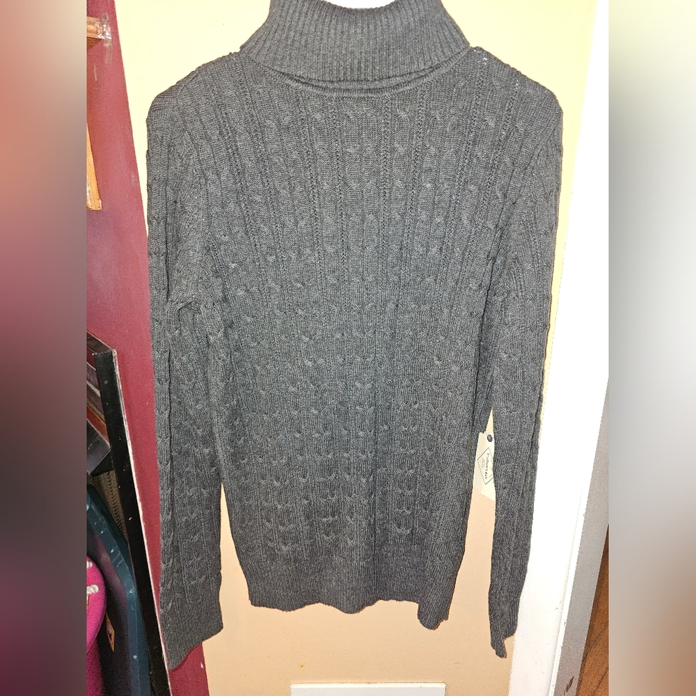 NEW Charcoal Heather St John’s Bay Turtleneck Sweater sz LT